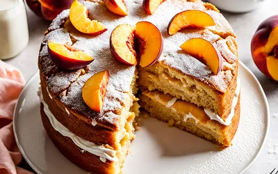 Recette facile de gâteau moelleux aux pêches fraîches de Valérie