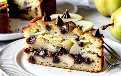 Recette facile de gâteau moelleux aux poires et pépites de chocolat