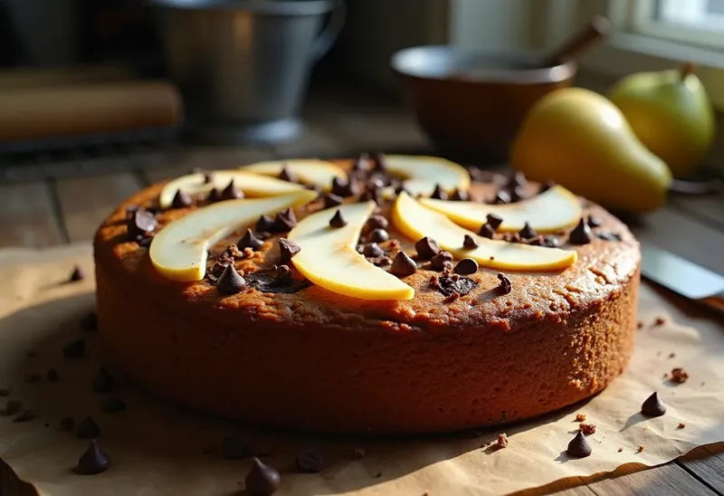 Gâteau moelleux rapide poires et chocolat fondant