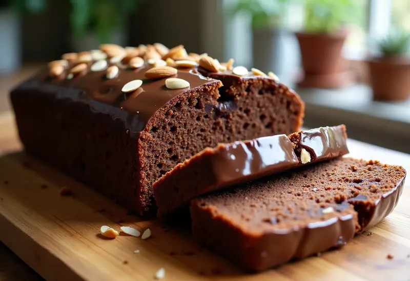 Gâteau surprise au chocolat et amandes, nappage gourmand