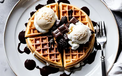 Recette gourmande de gaufres au fromage blanc glacé et chocolat fondant