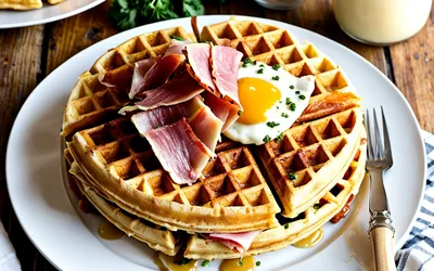 Gaufres salées au jambon et fromage : recette gourmande et facile