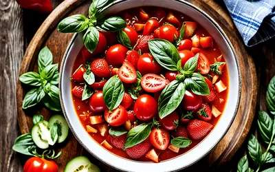 Recette de Gazpacho Fraises Basilic : Soupe Froide Fraîche et Fruitée