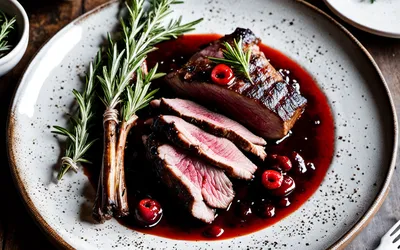 Recette gourmande de gigue de biche rôtie avec sauce aux airelles