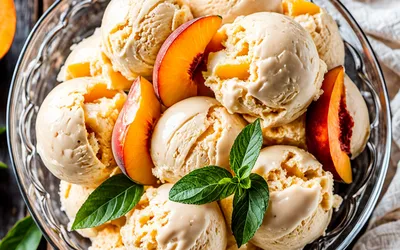 Recette facile de glace maison à la pêche, onctueuse et rafraîchissante