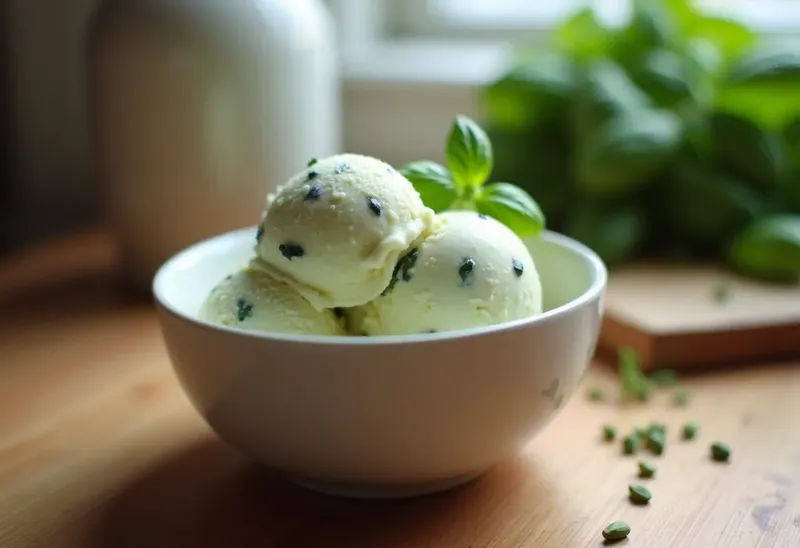 Glace maison au basilic frais : recette gourmande et rafraîchissante