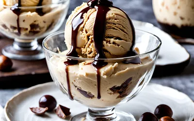 Glace maison aux marrons avec coulis de chocolat fondant - recette facile