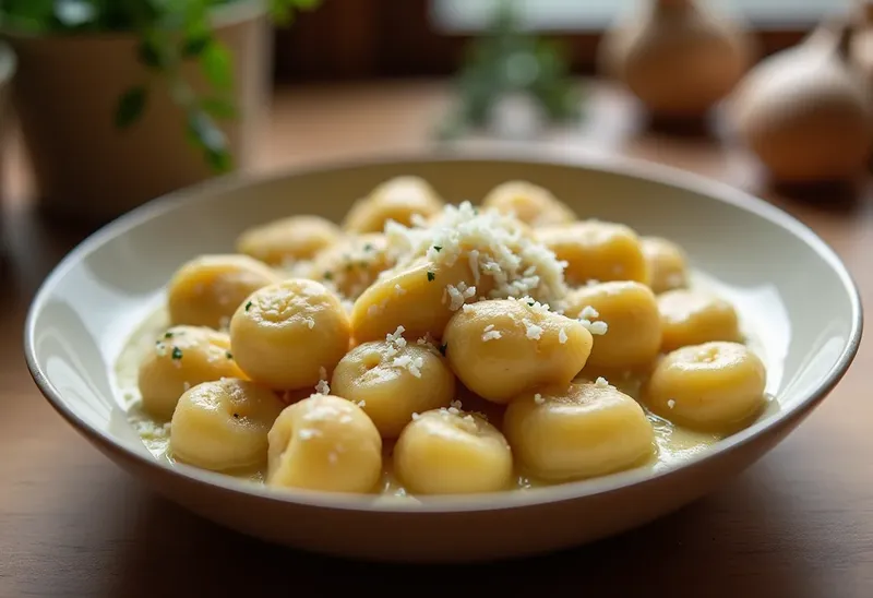 Gnocchis fondants au gorgonzola et parmesan crémeux