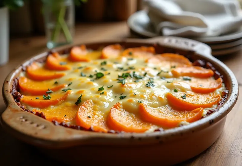 Gratin bicolore fondant au potimarron et pommes de terre