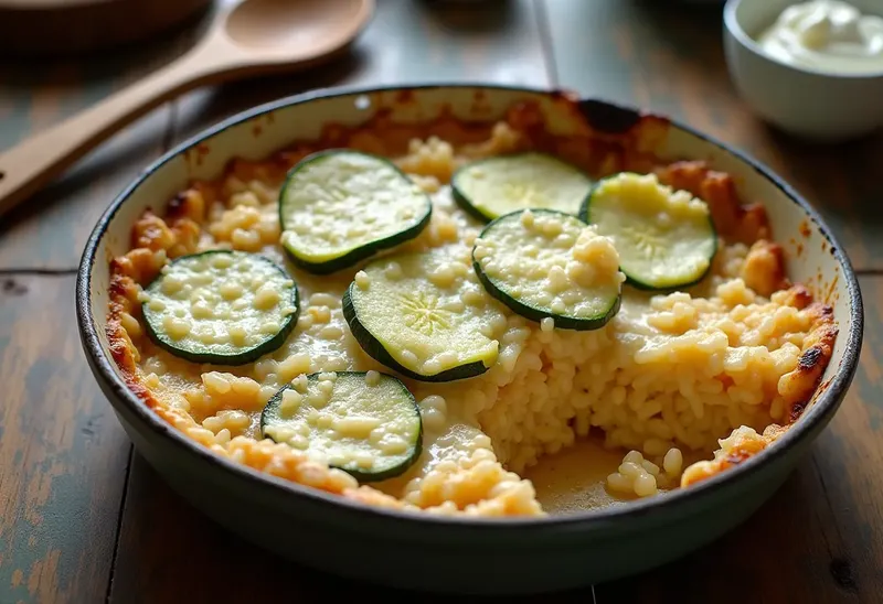 Gratin de courgettes et riz fondant au fromage