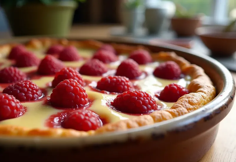 Gratin fondant aux framboises fraîches