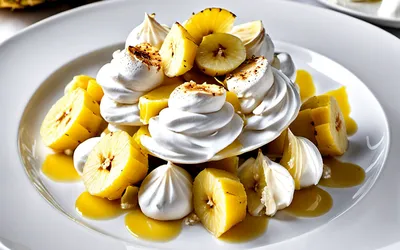 Gratin léger d'ananas et bananes meringué gourmand - recette facile et rapide