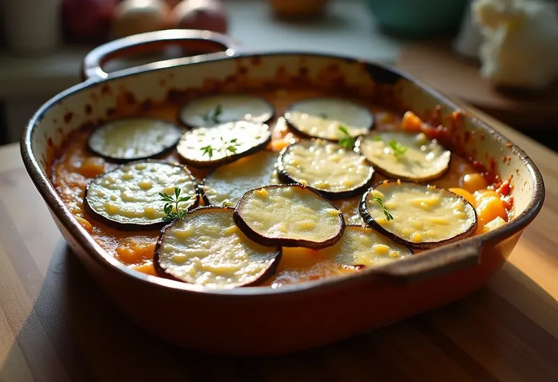 Gratin parmentier savoureux à l'aubergine et pommes de terre
