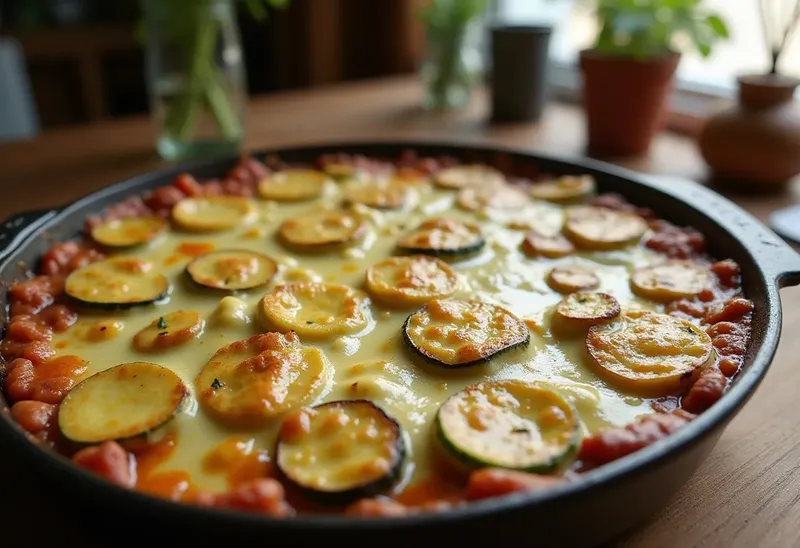 Gratin savoureux de bœuf et courgettes fondantes
