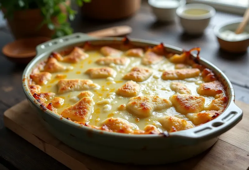 Gratin savoureux de chou et morue à la crème onctueuse