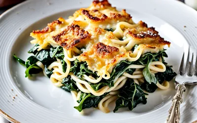 Recette facile de gratin de nouilles aux épinards frais