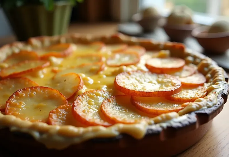 Gratin savoureux de pâtisson et pommes de terre fondantes