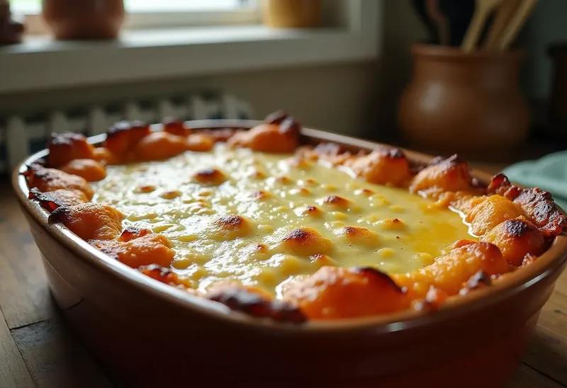 Gratin savoureux de poisson et fruits de mer à la crème