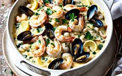 Gratin de poisson et fruits de mer crémeux et facile à préparer