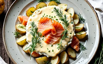Recette facile de gratin de pommes de terre aux deux saumons
