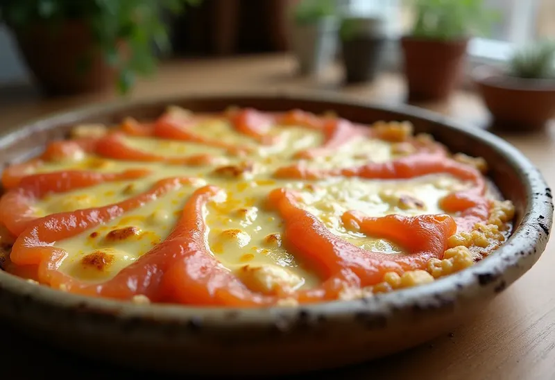 Gratin savoureux de saumon fumé au fromage de chèvre
