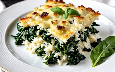Recette facile de gratin d'épinards au riz crémeux et savoureux