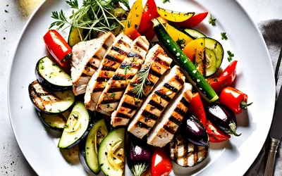 Grillade de poulet aux légumes du soleil : recette facile et savoureuse