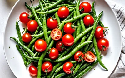 Recette facile de haricots plats aux tomates cerises sautés à l'ail