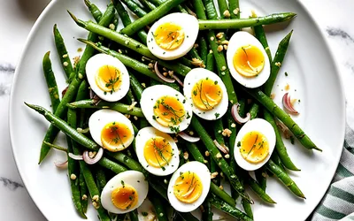 Recette facile de haricots verts vinaigrette aux œufs durs, fraîche et croquante