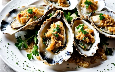 Huîtres chaudes gratinées au beurre d'ail et persil - Recette facile et rapide