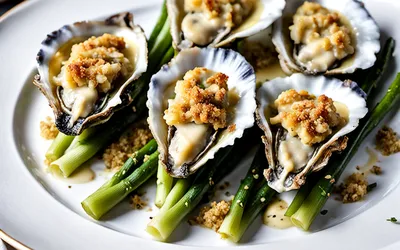 Recette facile d’huîtres gratinées sur lit de poireaux à la béchamel