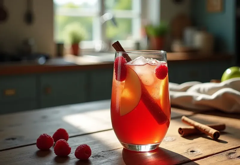 Infusion glacée pomme-cannelle et framboise fraîche