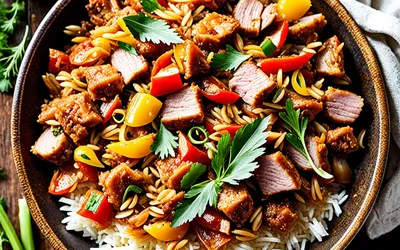 Photo de Recette de jambalaya au porc épicé facile et savoureuse