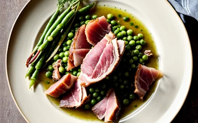 Recette traditionnelle de jambonneau mijoté aux pois verts et choucroute