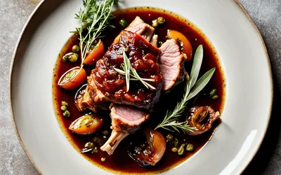 Jarret de porc mijoté à l'ail et aux échalotes fondantes - recette traditionnelle