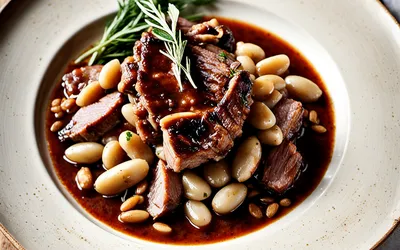 Jarret de veau braisé aux haricots blancs : recette traditionnelle savoureuse