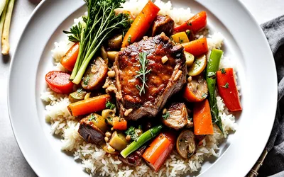 Recette facile de jarret de veau mijoté aux légumes et riz parfumé