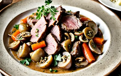 Langue de bœuf mijotée aux champignons : recette traditionnelle savoureuse