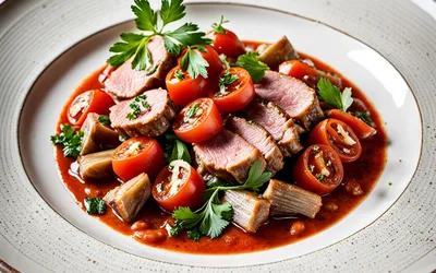 Langue de veau mijotée à l'italienne avec sauce tomate aux herbes - recette traditionnelle