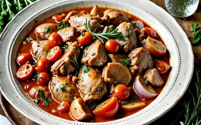 Recette facile de lapin à l'italienne mijoté aux herbes et tomates