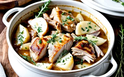 Recette facile de lapin en cocotte au bleu d'Auvergne fondant et savoureux