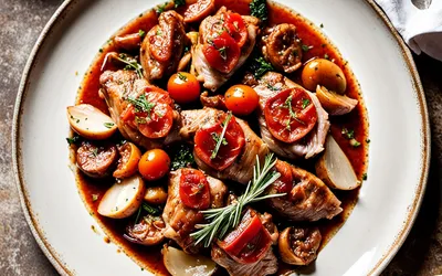 Recette de lapin mijoté à la saucisse de Venise - plat italien savoureux