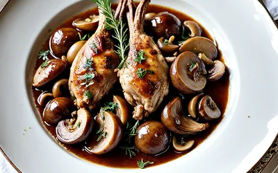Recette de lapin mijoté aux champignons et vin rouge facile et savoureuse