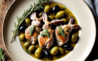Recette facile de lapin mijoté aux olives vertes et herbes de Provence