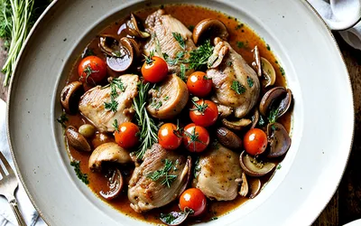 Photo de Recette traditionnelle de lapin sauté à la chasseur facile et savoureuse
