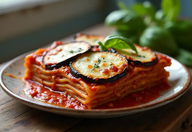 Lasagnes aux aubergines fondantes et sauce tomate maison
