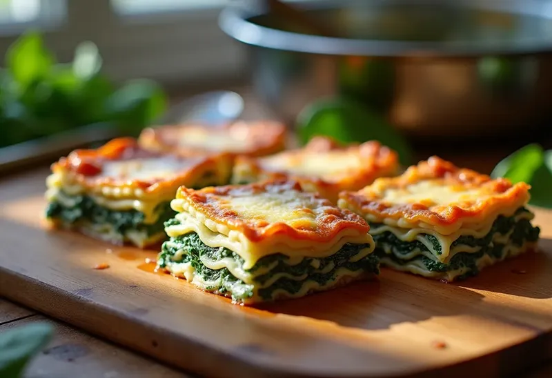 Lasagnes savoureuses à la ricotta et aux épinards fraîches