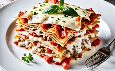 Lasagnes savoureuses aux poivrons et thon - Recette facile et rapide
