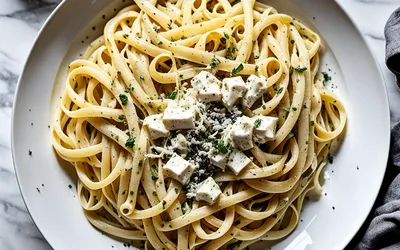 Linguine crémeuses au fromage de brebis et poivre noir - recette facile et rapide