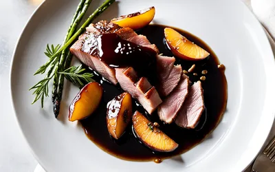 Recette gourmande de magret de canard aux pêches et vinaigre balsamique